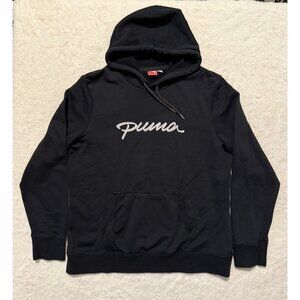 Puma Women's Black Hoodie w/Front Pocket & Embroidered Lacelike Wording Size XL